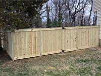 <b>6 foot high Pressure Treated Vertical Board Fence with Top & Bottom Fascia and New England Post Caps</b>